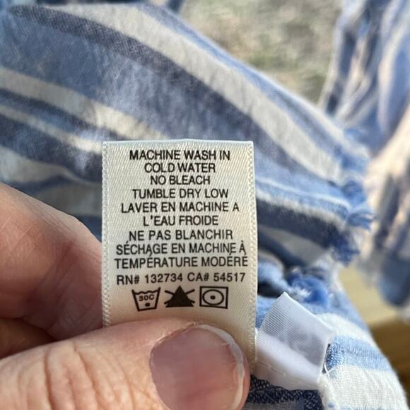 Cloth & Stone Blue And White Striped Long Sleeve Linen Blend Tunic Top Size XS - Picture 9 of 9